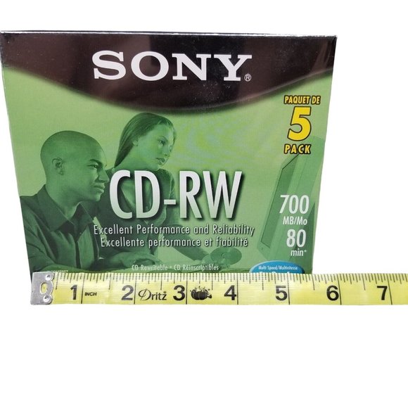 Sony CD - RW 5 Pack Blank Discs 700MB 80 Min Rewritable 5CDRW700L New, Sealed - Picture 13 of 15